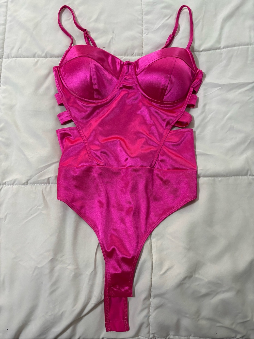 Lavish Fuchsia Satin Underwire Bodysuit